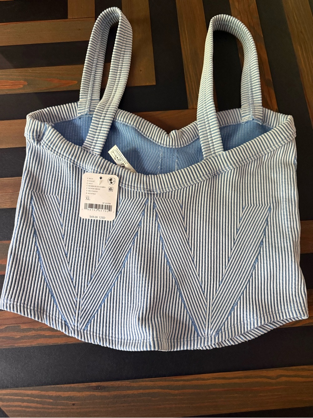 FP Movement Women’s Perfectly Plated Cami in Denim Blue Combo - Picture 6 of 9